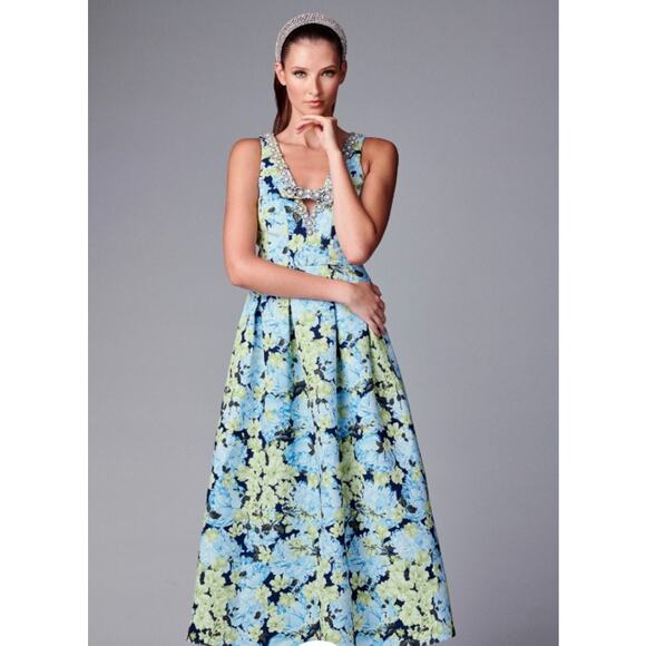 Sachin & Babi Millie Pearl Garden Club Floral Print V Neck Midi Dress NWT 850 S - Picture 6 of 12